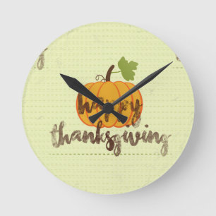 Horloge Ronde citrouille bon thanksgiving