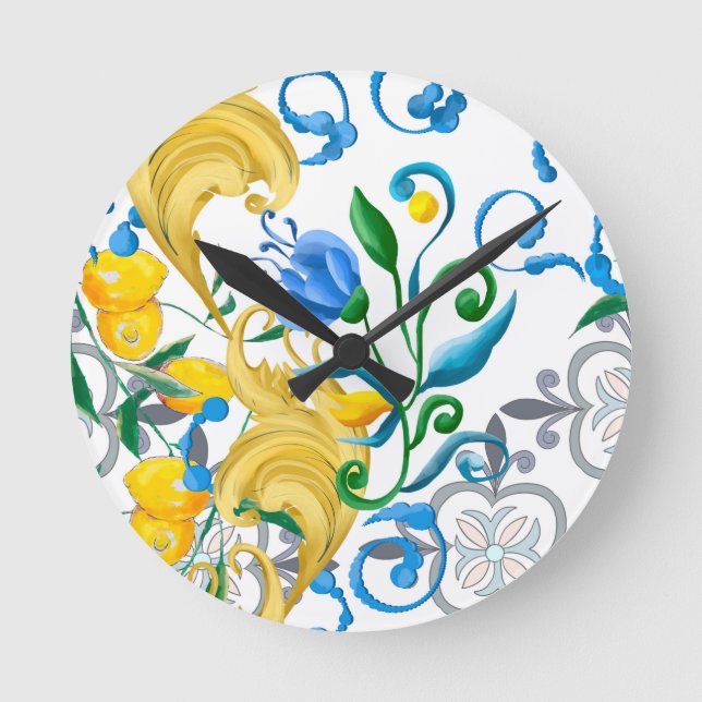 Horloge Ronde Citrus, citrons, méditerranéen     (Recto)