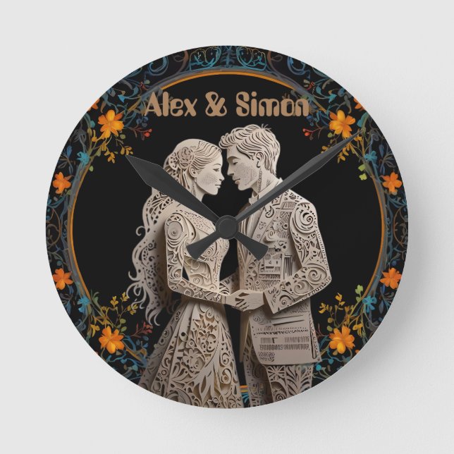Horloge Ronde Classe royale mariée et mariée (Recto)
