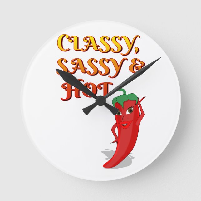 Horloge Ronde Classé Sassy Et Hot Pepper Diva (Recto)