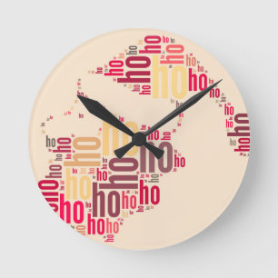 Horloge Ronde Claus mot du Père Noël Ho Ho Ho