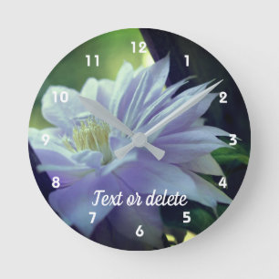 Horloge Ronde Clématite Lavande Fleur Nichée Dans Treillis  
