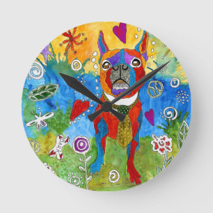 Horloge Ronde Clock de Boston Terrier Dog