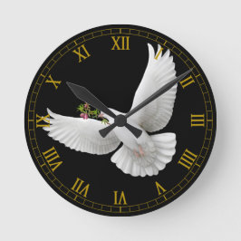 Horloge Ronde Clock de Flying White Peace Dove