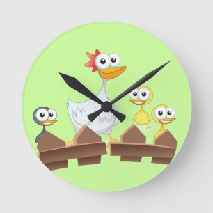Horloge Ronde Clock Hen & Chicken