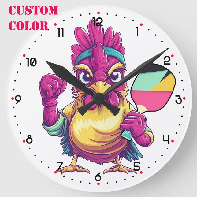 Horloge Ronde Clock in. Cluck out. Game on Pickleball  (Custom color options, pickleball Wall Clock)