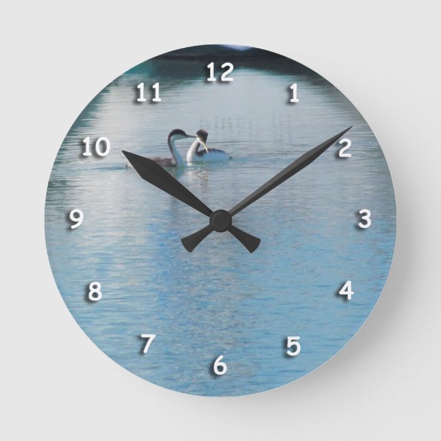 Horloge Ronde Clock - Western Grebe in harbor v3 (Recto)