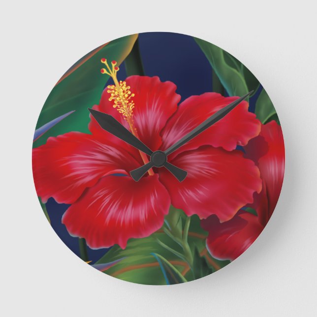 Horloge Ronde Clocks de Tropical Paradise Hibiscus (Recto)