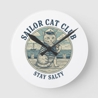 Horloge Ronde Club du chat marin