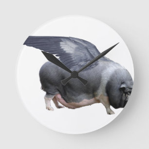 Horloge Ronde cochon volant