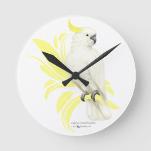 Horloge Ronde Cockatoo à pois de soufre