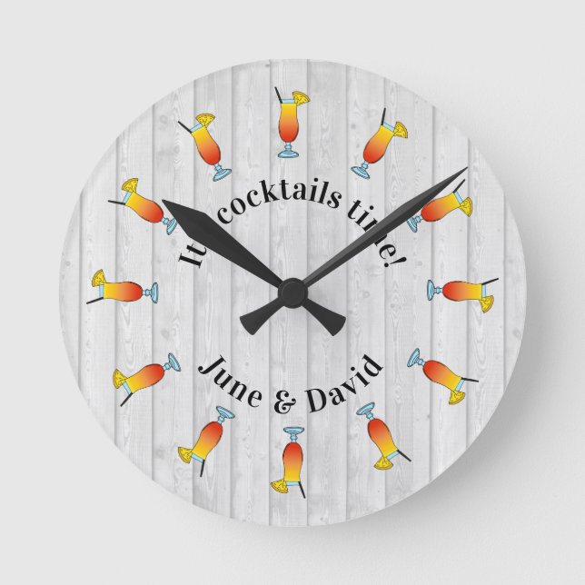 Horloge Ronde Cocktail Party C'est Cocktail Time Citation (Recto)