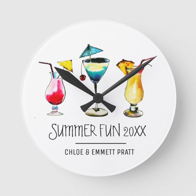 Horloge Ronde Cocktail Tropical Summer Retro Home Bar (Recto)