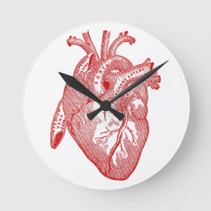 Horloge Ronde Coeur Anatomique Rouge
