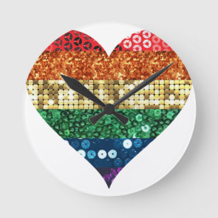 Horloge Ronde coeur arc-en-ciel lgbt