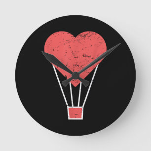 Horloge Ronde Cœur Ballon à Air Chaud Mignon