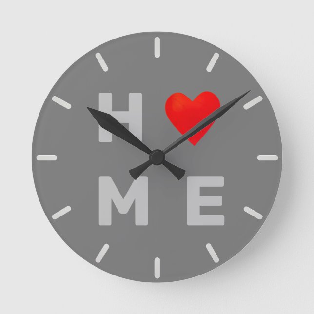 Horloge Ronde Coeur de la maison moderne sur gris (Recto)