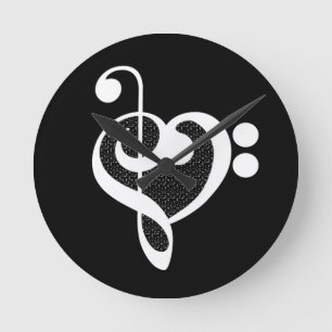 Horloge Ronde Cœur de musique - J'aime la musique