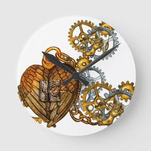 Horloge Ronde Coeur de punk de vapeur