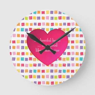 Horloge Ronde Coeur joyeux Motif coloré