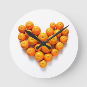 Horloge Ronde Coeur orange