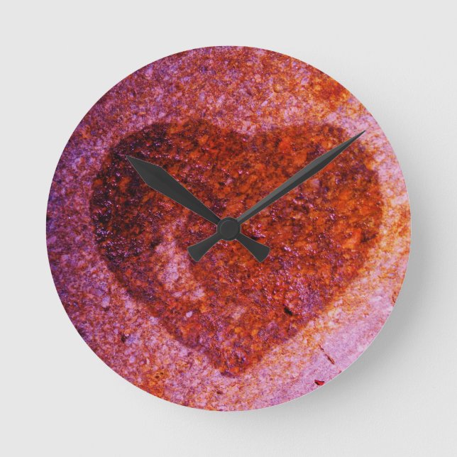 Horloge Ronde coeur rose de corail (Recto)