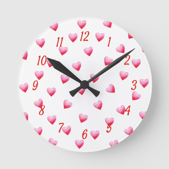 Horloge Ronde Coeur rouge mignon romantique (Recto)
