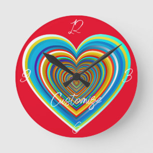 Horloge Ronde Coeur valentin multicolore Thunder_Cove