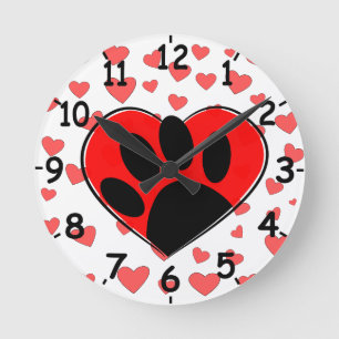 Horloge Ronde Coeurs Amoureux de les chiens partout