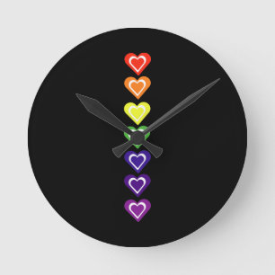 Horloge Ronde Cœurs arc-en-ciel