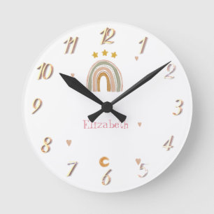 Horloge Ronde Coeurs des étoiles arc-en-ciel mignons