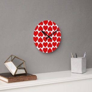 Horloge Ronde Coeurs rouges Motif, Romantique, Amour