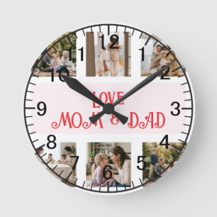 Horloge Ronde Collage de photos d'amour de famille moderne