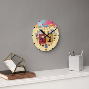 Horloge Ronde Collage photo féminin personnalisé sans concession