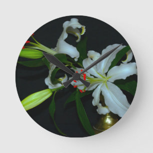 Horloge Ronde Collection Irish Design-cuivre et fleurs