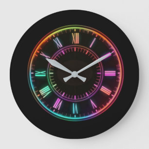 Horloge Ronde Colorée Faux Neon