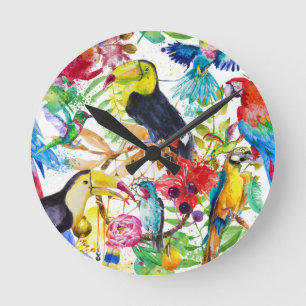 Horloge Ronde Colorful Watercolor