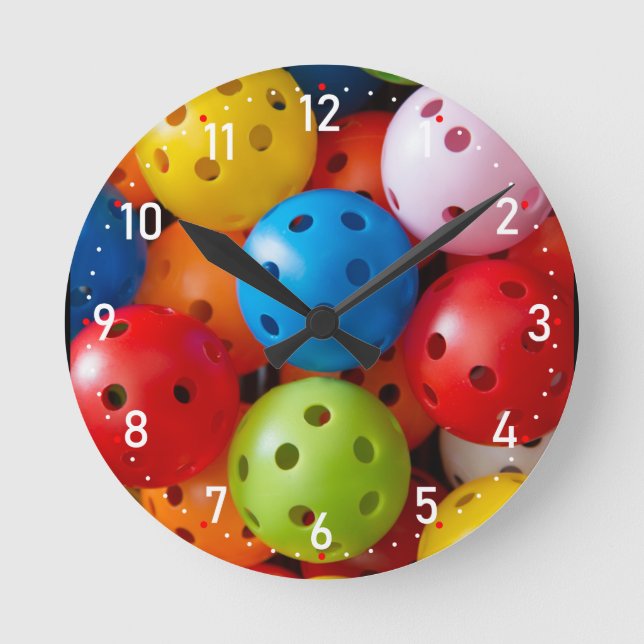 Horloge Ronde Colourful pickleballs (Recto)