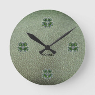 Horloge Ronde Colover Trèfle Shamrock Jour de la Saint-Patrick C