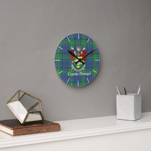 Horloge Ronde Comté d'Irlande Donegal Tartan Personnalisé