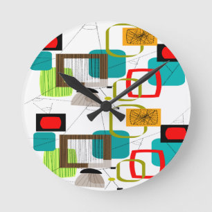 Horloge Ronde Conception abstraite moderne du milieu du siècle