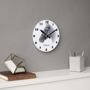 Horloge Ronde Conception de cheval grise personnalisée