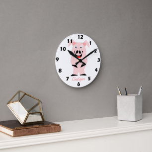 Horloge Ronde Conception de cochon personnalisée