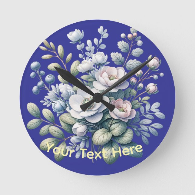 Horloge Ronde Conception de fleurs personnalisée  (Recto)