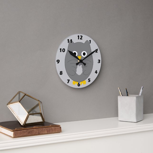 Horloge Ronde Conception de hibou gris (Bureau)