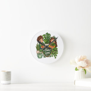 Horloge Ronde Conception de jardinage d'amour de plante mignonne