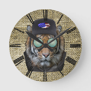 Horloge Ronde Conception de l'humour du lion Rastafarian-faune s