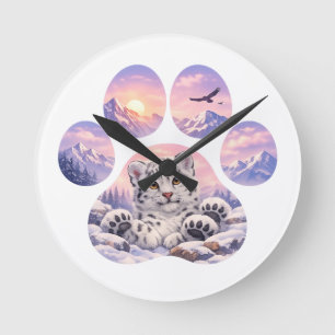 Horloge Ronde Conception de montagne de patte de léopard des nei