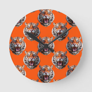 Horloge Ronde Conception de motif tête de tigre orange