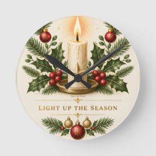 Horloge Ronde Conception de Noël, bougie élégante de style boîte